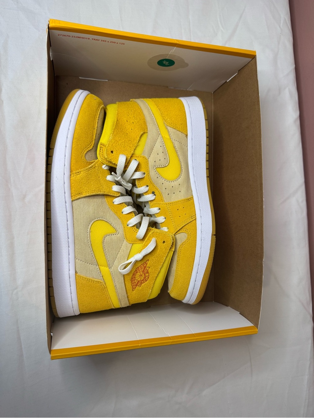 Nike Air Jordan 1 ZM Air CMFT 2 high top Yellow and Tan Suede Sneakers - Picture 7 of 12
